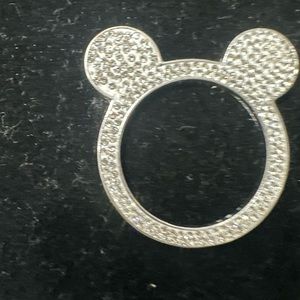 Bling Silver Mouse Ears Rhinestone Car Engine Start Stop Button Decoration Ring